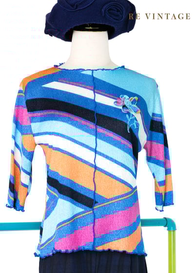 小花朵水藍彩虹薄款針織上衣11