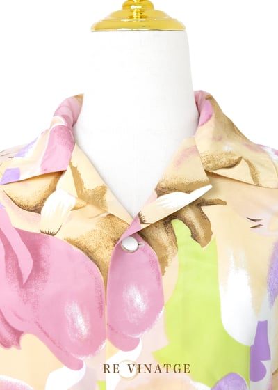 淡黃粉紅花夏日襯衫12