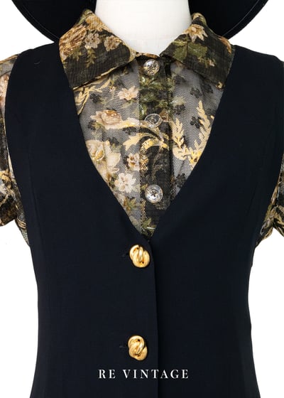 氣質單品 - 古典法式金釦黑底洋裝3