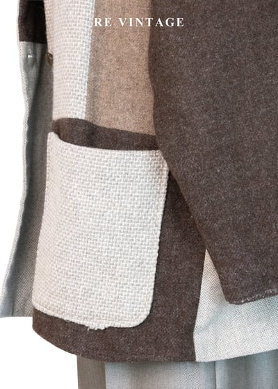 大地色拼接方格毛呢長版外套11