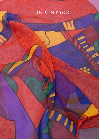 抽象的你我肖像絲巾5