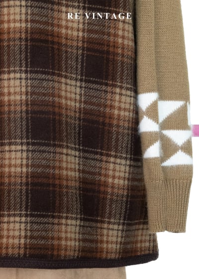 冬日壁爐 - 深褐色格紋毛呢背心12