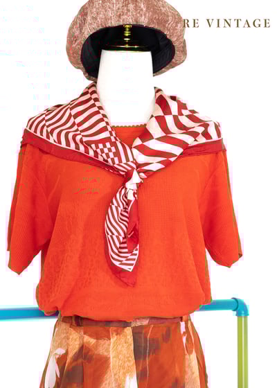 隱形動物園橘紅色針織短袖上衣1