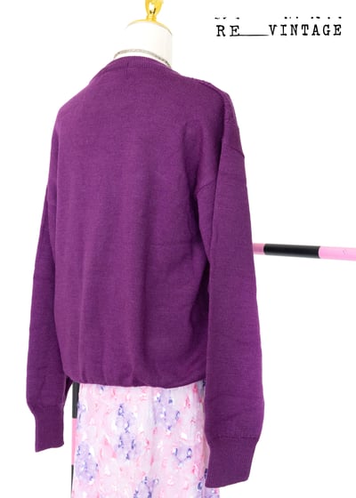 紫紅色皇宮圖騰100％針織毛衣10