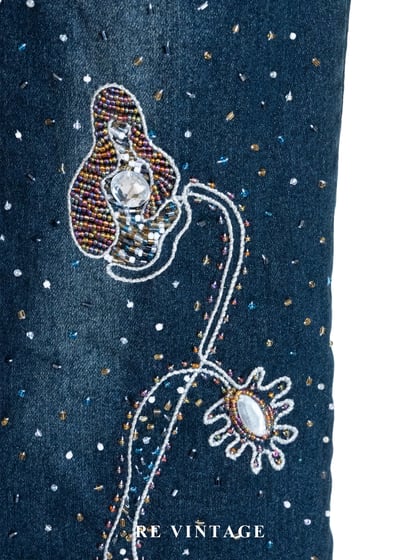 銀河落入凡間的夜晚 - 華麗星芒刺繡亮牛仔褲（24-28"）7