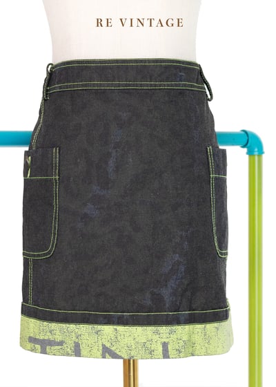 螢光小豹紋單寧小短裙1