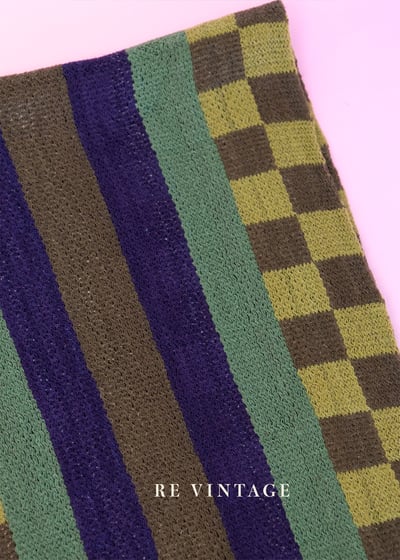 墨綠黃格紋紫線條圍巾4