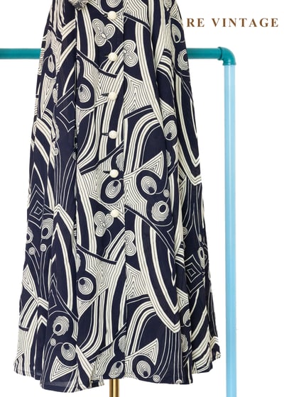 迷幻迴圈 - 深藍流動線條長洋裝4