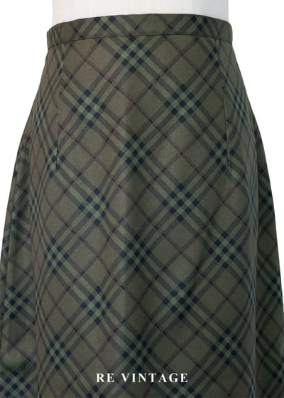 漫步劍橋橄欖綠斜格紋長裙（26"）3