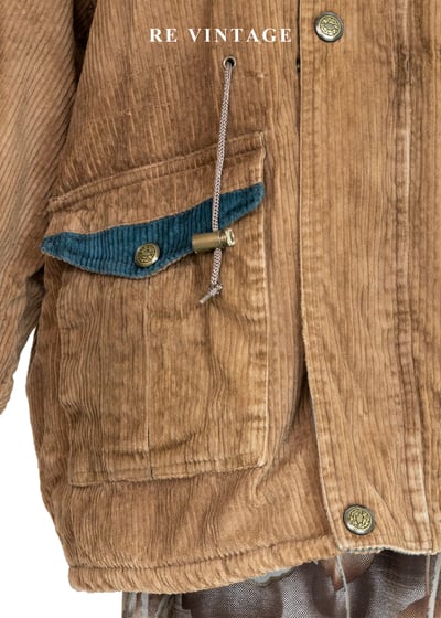 Tobacco Brown 燈芯絨綠拼接夾克外套4