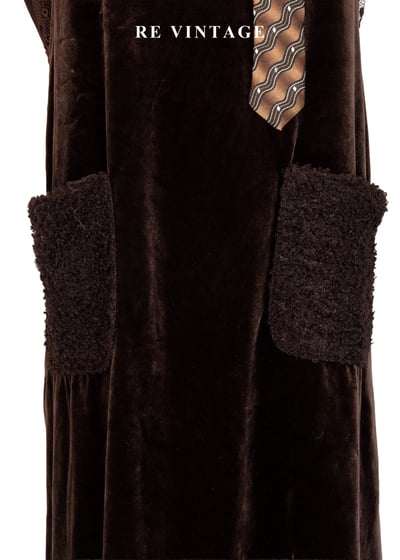 香港製 - 泰迪熊熊深棕毛絨大口袋連身長洋裝6