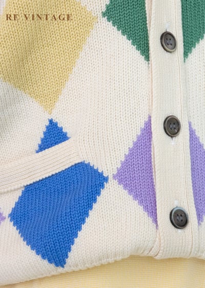 日本製 - 彩虹糖奶油大菱格針織外套11