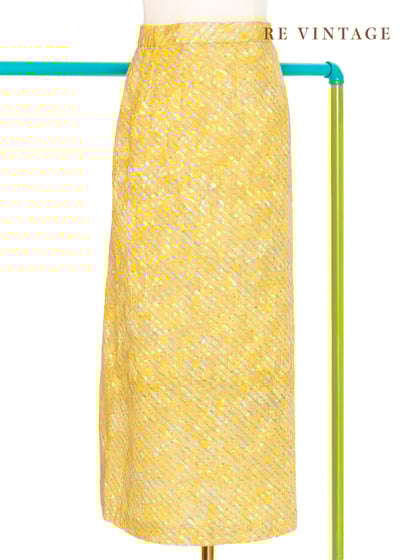 鵝黃色隱約の花朵中長裙（25-26")4