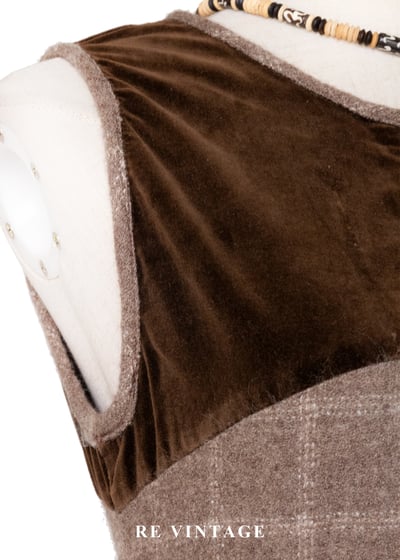 Brown patchwork 毛呢洋裝5