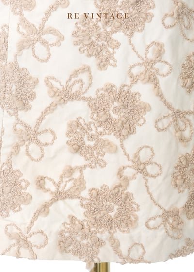 毛線小花米白色及膝裙（26"）8