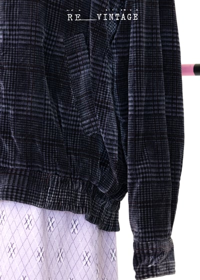 深藍紫色格紋絨布夾克外套5