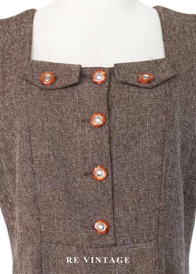 氣質單品 - 復古方領摩卡色氣質長洋裝7