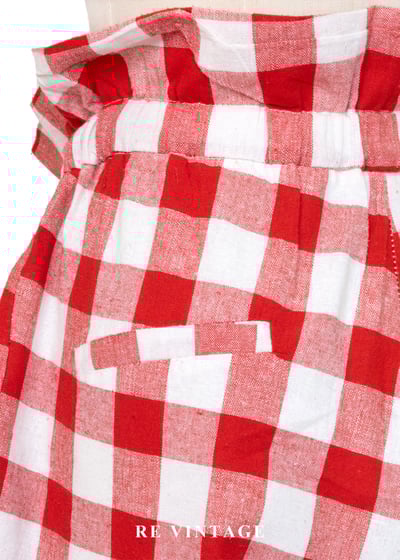 鬆軟紅格子荷葉飄飄高腰長褲（24-32"）10