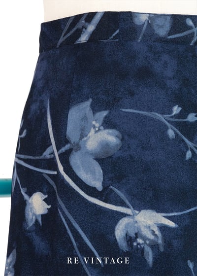 水墨花卉低語深藍長裙（26"）5