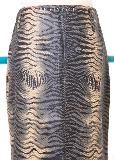 迷幻野光動物紋光澤及膝裙（27"）3