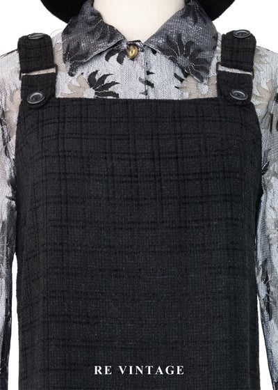 灰黑格紋織理吊帶裙7