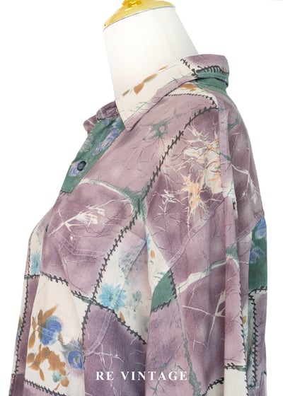 霧紫色拼貼詩襯衫8