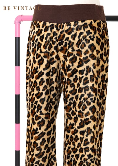 短毛絨布豹紋喇叭褲（27")3