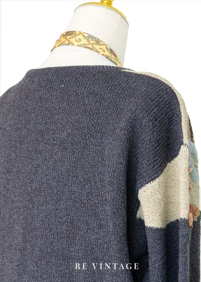 深灰色の立體毛線小花針織外套9