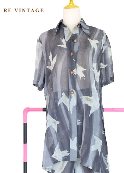 套裝上衣 - 煙雨霧色裡的飛鳥上衣1