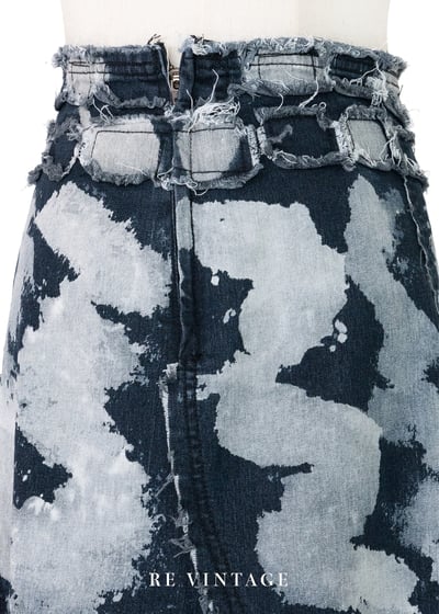 手刷感藍白染毛邊牛仔裙（28"）9