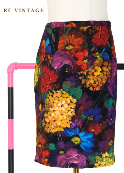 復古花卉色彩記憶短裙（29"）1