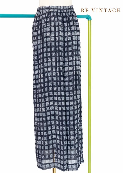 灰黑色格紋雪紡寬版長褲（24-27")5