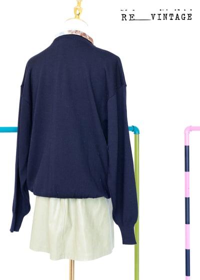 深藍色幾何圖形圖騰毛料針織上衣5