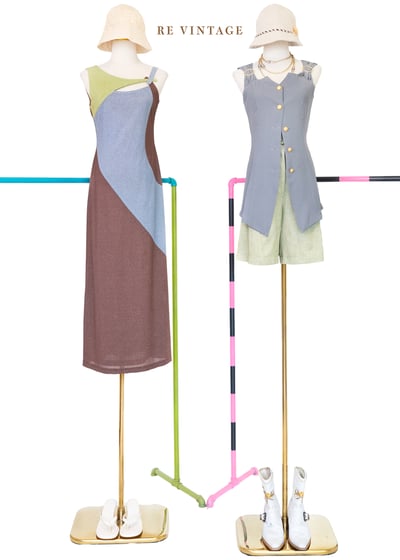 氣質單品 - 錯位幾何色塊長洋裝2