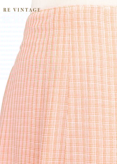 鮭魚粉橘色小格紋氣質長裙（28-32"）6