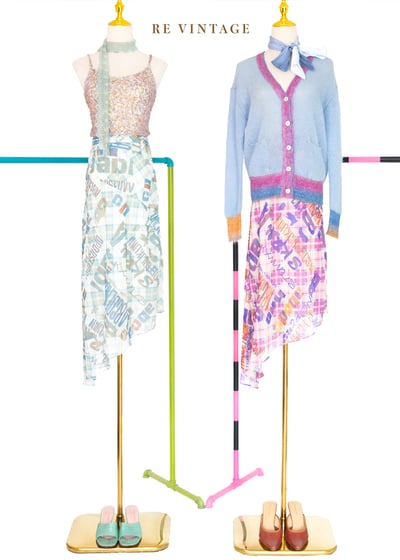 桃粉色文字印花美裙（26"）2