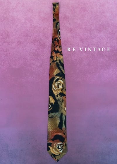 巴洛克式浪漫焦糖色玫瑰印花領帶2