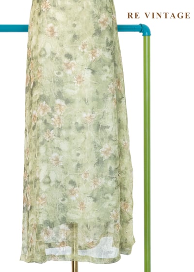 翠谷幽蘭渲染綠碎花長洋裝4