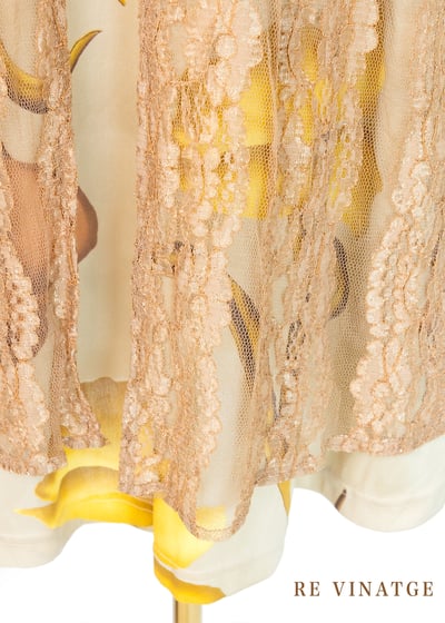 Made in USA - 奶茶色大黃花彈性洋裝13