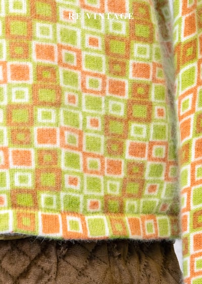 Geometric Spectrum 萊姆綠格紋毛衣外套8