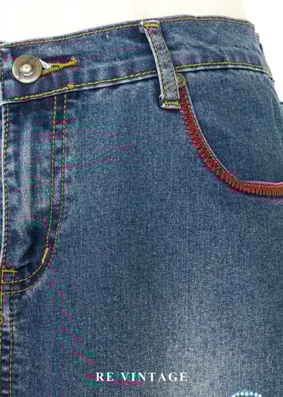 俏皮花朵珠飾牛仔短裙（27"）6