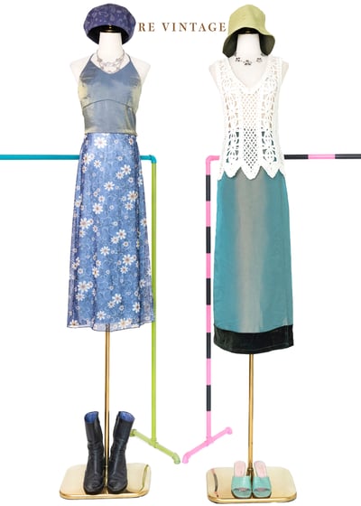 陽光湖水綠尼龍絨布長裙（27"）2