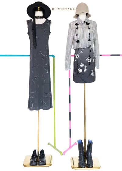 黑灰漸層水墨花短裙（28"）2