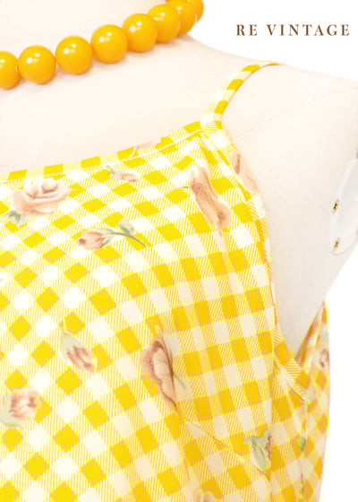 檸檬玫瑰格紋細肩帶迷你洋裝8