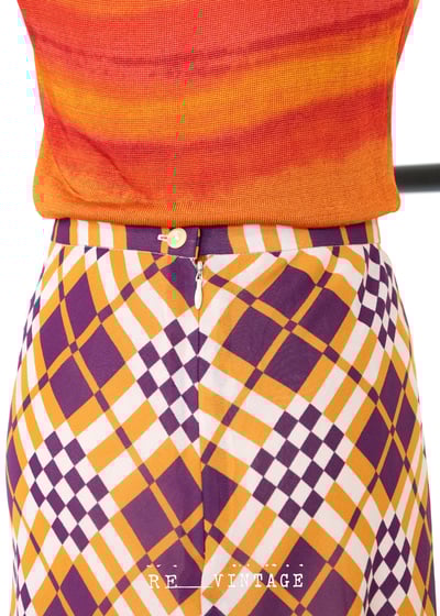 Infinity菱格橘紫色中長裙7