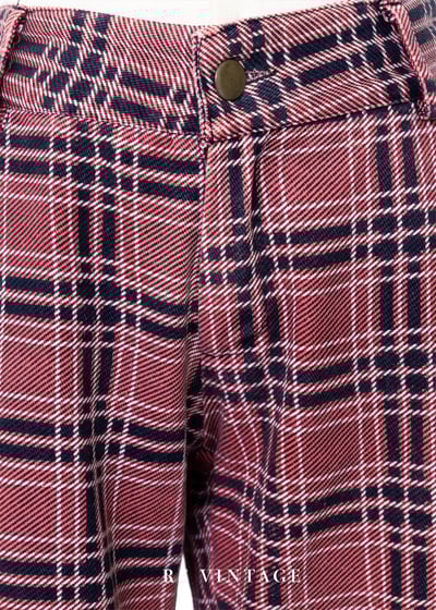 Peach Blossom 格紋中低腰單寧褲6