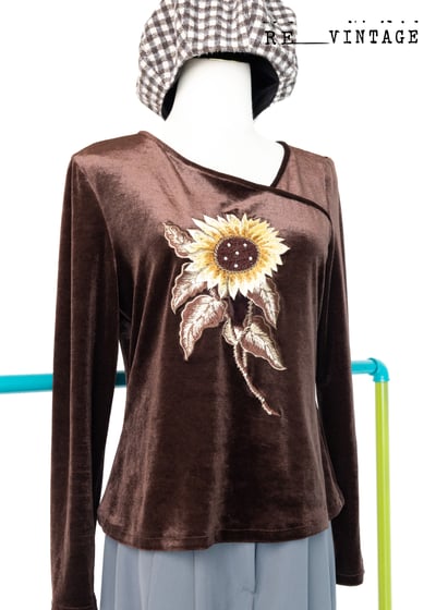 Happy sunflower 咖啡色絨布上衣6