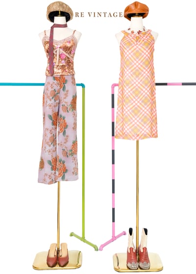 Orange Rose 粉色格紋高腰直筒褲（28"）2