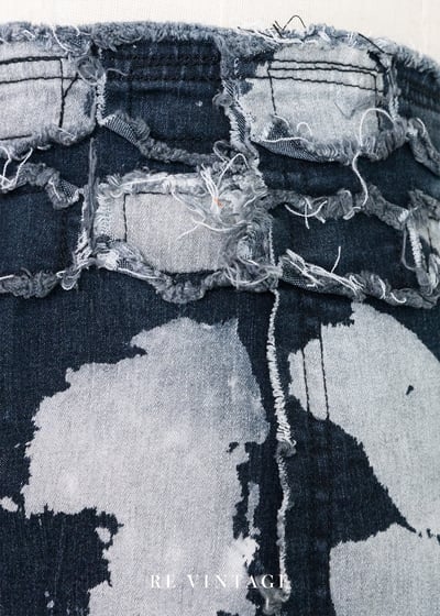 手刷感藍白染毛邊牛仔裙（28"）5