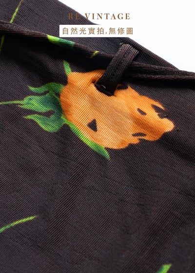 橘色小花高腰水水彈性布料長裙（23"-27"）13